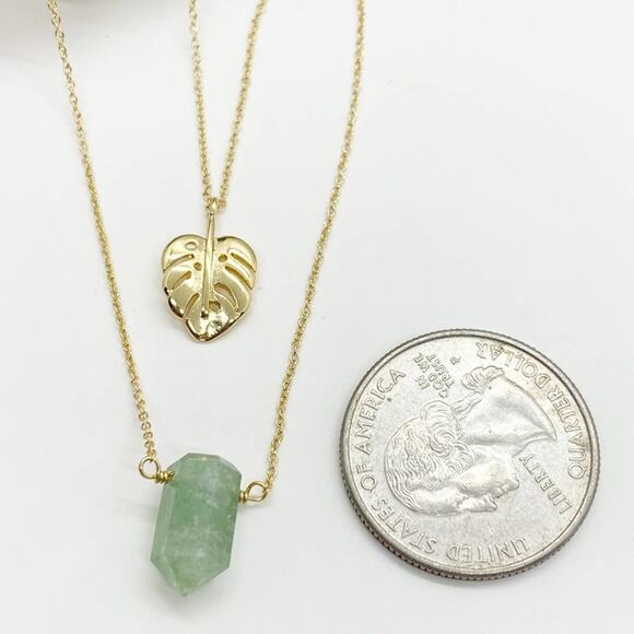NEW Free People x Luna Norte Green Aventurine & Leaf Layer Necklace - Picture 15 of 15